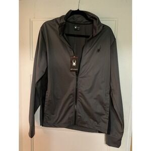 Spyder Mens Polar Full Zip Track Jacket Gray Black SPSFD033-069 Size Medium NWT